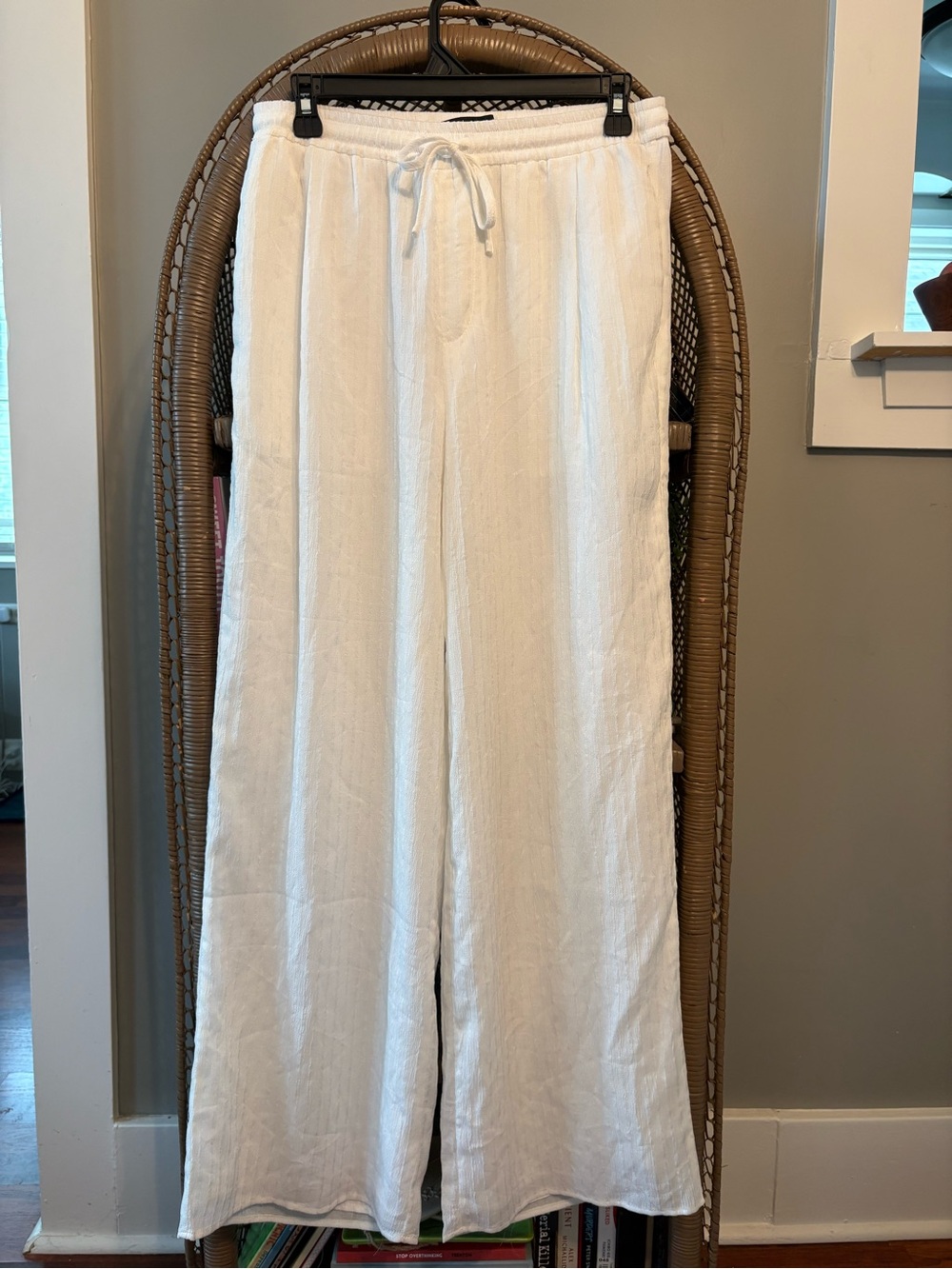 Lulu's White Drawstring Linen-Blend Pants